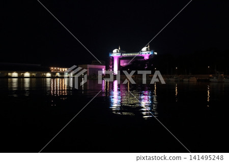 The illuminated sluice gates of Numazu Fishing Port The illuminated sluice gates of Numazu Fishing Port 141495248