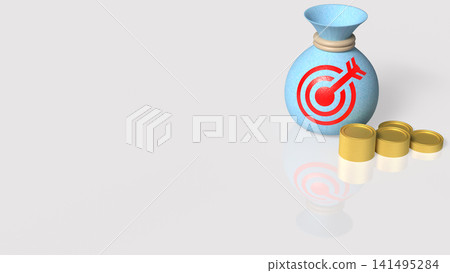Money Bag and Golden Coins for Financial Goal Success 3d render. Money Bag and Golden Coins for Financial Goal Success 3d render. 141495284