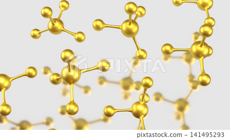 Golden Molecular Structures on Minimal White Scientific Background 3d render. Golden Molecular Structures on Minimal White Scientific Background 3d render. 141495293