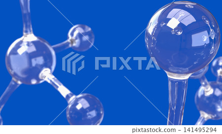 Transparent Molecular Network on Vivid Blue Scientific Background 3d render. 141495294