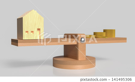 Home Value and Mortgage Affordability Balance Concept 3d render. Home Value and Mortgage Affordability Balance Concept 3d render. 141495306