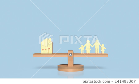 Family Housing Balance and Home Ownership Decision Concept 3d render. Family Housing Balance and Home Ownership Decision Concept 3d render. 141495307