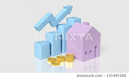 Real Estate Growth and Home Investment Success Concept 3d render. Real Estate Growth and Home Investment Success Concept 3d render. 141495308