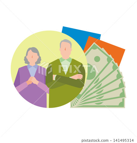 An elderly couple thinking about their pensions 141495314