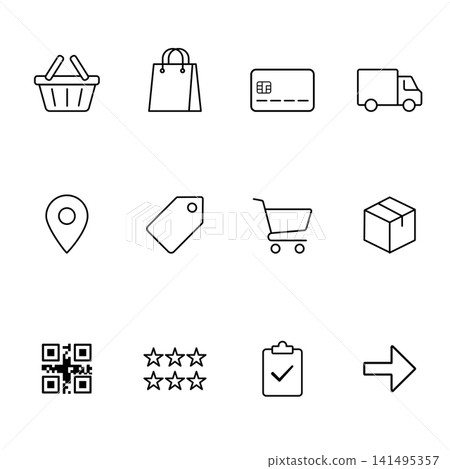 Shopping and E-Commerce Minimalist Line Icon Set Shopping and E-Commerce Minimalist Line Icon Set 141495357