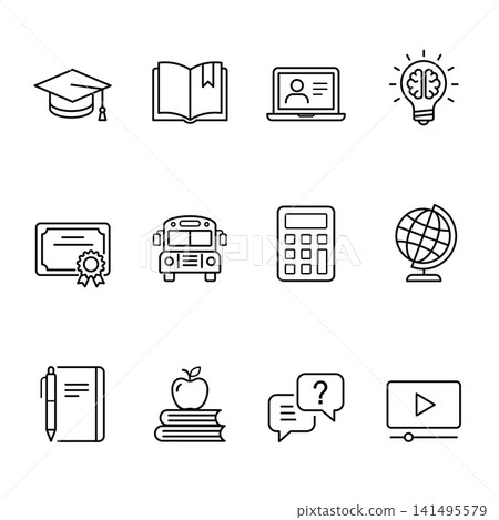 Education and E-Learning Minimalist Line Icon Set Education and E-Learning Minimalist Line Icon Set 141495579