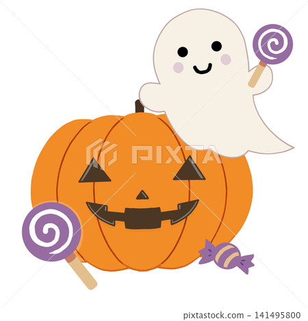 Cute pumpkins, ghosts, and candy (transparent background) Cute pumpkins, ghosts, and candy (transparent background) 141495800