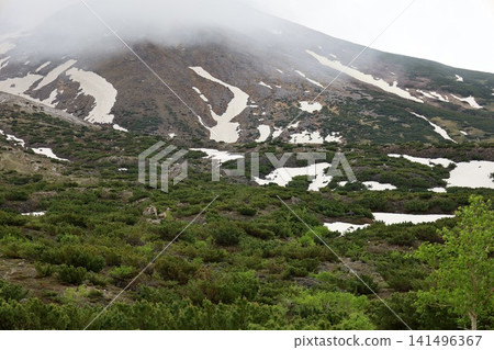 北海道初夏至夏季:健行穿越大雪山國立公園,從十勝岳展望台欣賞美瑛和十勝山脈的景色。 北海道初夏至夏季:健行穿越大雪山國立公園,從十勝岳展望台欣賞美瑛和十勝山脈的景色。 141496367