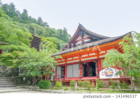 Sakurai City, Nara Prefecture: The verdant shrine, thirteen-story pagoda, and shrine worship hall of Tanzan Shrine, amidst the refreshing greenery. Sakurai City, Nara Prefecture: The verdant shrine, thirteen-story pagoda, and shrine worship hall of Tanzan Shrine, amidst the refreshing greenery. 141496537