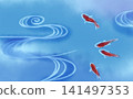 Flowing water and goldfish background material 141497353