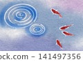 Water ripples and goldfish background material (Japanese paper style) 141497356