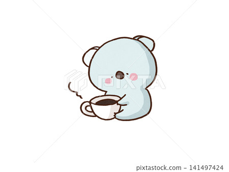 A koala happily holding a cup of hot coffee (taking a break/cafe) A koala happily holding a cup of hot coffee (taking a break/cafe) 141497424