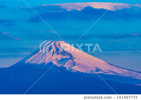 [Shizuoka Prefecture] Mount Fuji as seen from Izu at dawn 141497735