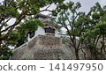 Okayama castle moon view oar Okayama castle moon view oar 141497950