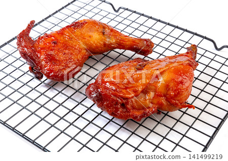 orleans Style Glazed Whole Chicken Legs BBQ Roasted Poultry Quarters Honey Marinade 141499219
