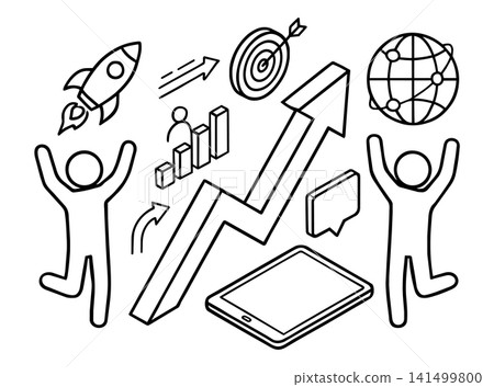 Business startup launch, success growth arrow, target goal and global network isometric vector illustration. Business startup launch, success growth arrow, target goal and global network isometric vector illustration. 141499800