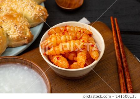 spicy pickled crosnes Chinese artichoke seasoned with red chili oil spicy pickled crosnes Chinese artichoke seasoned with red chili oil 141500133