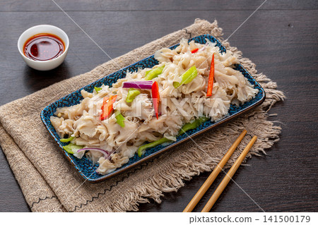 fresh cauliflower mushroom salad seasoned with peppers cold dish fresh cauliflower mushroom salad seasoned with peppers cold dish 141500179