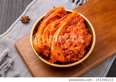 fermented napa cabbage mixed with spicy red chili paste 141500213