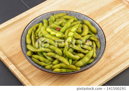 boiled green edamame pods sprinkled with salt fresh snack boiled green edamame pods sprinkled with salt fresh snack 141500291