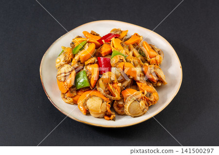 chilled whole scallop salad seasoned with spicy chili dressing chilled whole scallop salad seasoned with spicy chili dressing 141500297
