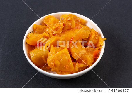 crunchy pickled radish cubes seasoned traditional salty preserved vegetable crunchy pickled radish cubes seasoned traditional salty preserved vegetable 141500377