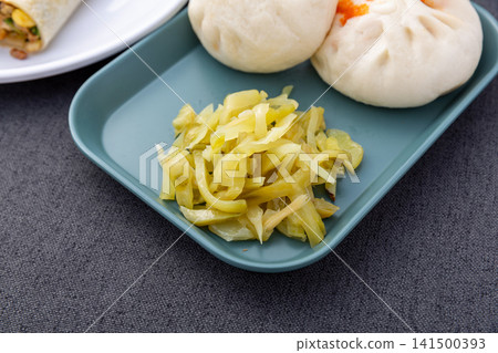 pickled mustard tuber chunks seasoned traditional salty preserved vegetable pickled mustard tuber chunks seasoned traditional salty preserved vegetable 141500393