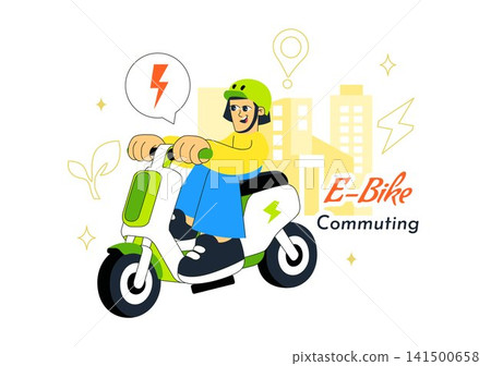 E Bike Commuting Illustration Featuring Electric Bicycle Transportation, Eco Friendly Mobility, Sustainable Urban Travel, and Smart City Lifestyle E Bike Commuting Illustration Featuring Electric Bicycle Transportation, Eco Friendly Mobility, Sustainable Urban Travel, and Smart City Lifestyle 141500658