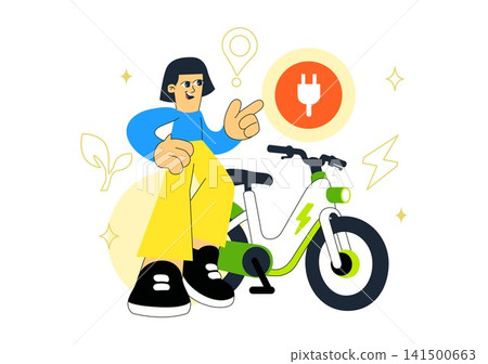 E Bike Commuting Illustration Featuring Electric Bicycle Transportation, Eco Friendly Mobility, Sustainable Urban Travel, and Smart City Lifestyle E Bike Commuting Illustration Featuring Electric Bicycle Transportation, Eco Friendly Mobility, Sustainable Urban Travel, and Smart City Lifestyle 141500663