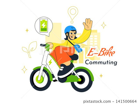 E Bike Commuting Illustration Featuring Electric Bicycle Transportation, Eco Friendly Mobility, Sustainable Urban Travel, and Smart City Lifestyle E Bike Commuting Illustration Featuring Electric Bicycle Transportation, Eco Friendly Mobility, Sustainable Urban Travel, and Smart City Lifestyle 141500664