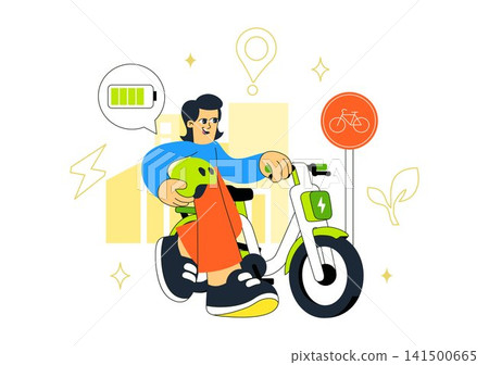 E Bike Commuting Illustration Featuring Electric Bicycle Transportation, Eco Friendly Mobility, Sustainable Urban Travel, and Smart City Lifestyle E Bike Commuting Illustration Featuring Electric Bicycle Transportation, Eco Friendly Mobility, Sustainable Urban Travel, and Smart City Lifestyle 141500665