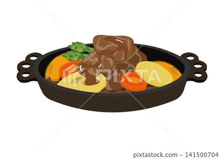 烤羊肉和蔬菜的插圖。 141500704