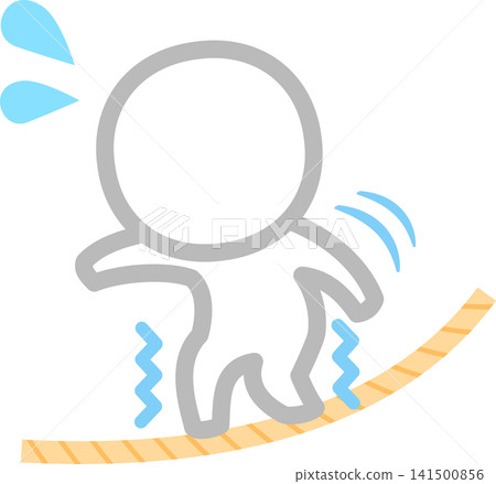 A stylized illustration of a person trembling while walking on a tightrope. A stylized illustration of a person trembling while walking on a tightrope. 141500856