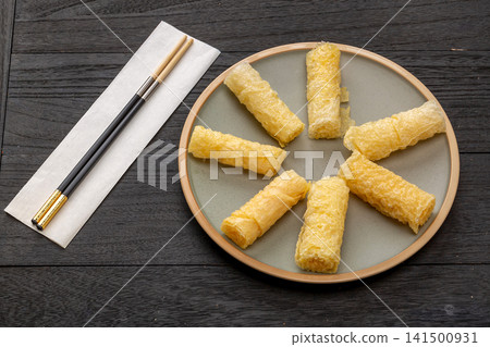 crispy Fried Tofu Skin Rolls Traditional Chinese Vegetarian Snack crispy Fried Tofu Skin Rolls Traditional Chinese Vegetarian Snack 141500931