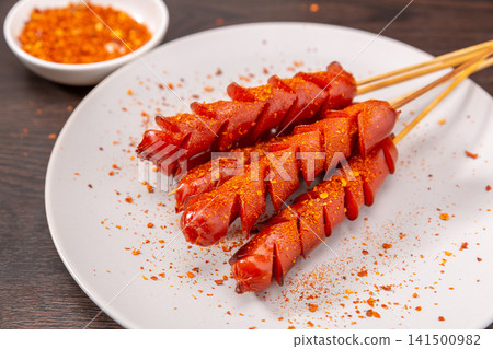 grilled Sausage Skewers Chinese Barbecue Street Food Snack grilled Sausage Skewers Chinese Barbecue Street Food Snack 141500982