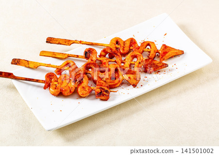 grilled Squid Skewers Spicy Asian Seafood Street Food grilled Squid Skewers Spicy Asian Seafood Street Food 141501002