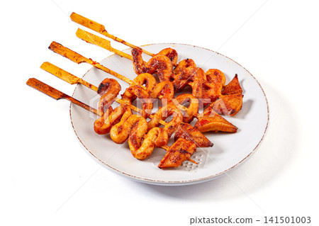 grilled Squid Skewers Spicy Asian Seafood Street Food grilled Squid Skewers Spicy Asian Seafood Street Food 141501003