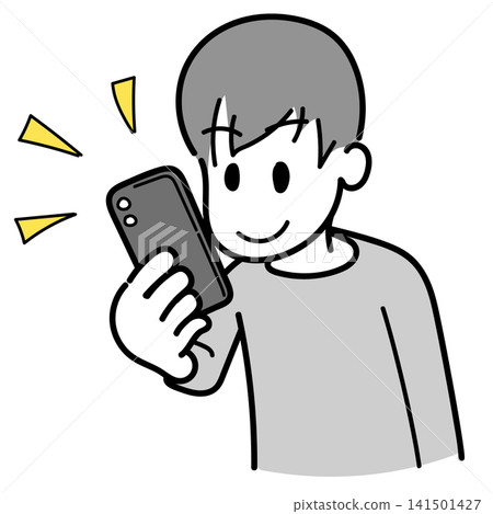 A man using a smartphone (with color added) A man using a smartphone (with color added) 141501427