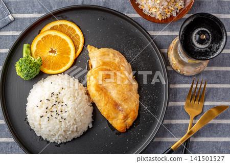 grilled Chicken Breast With Rice Healthy Meal grilled Chicken Breast With Rice Healthy Meal 141501527