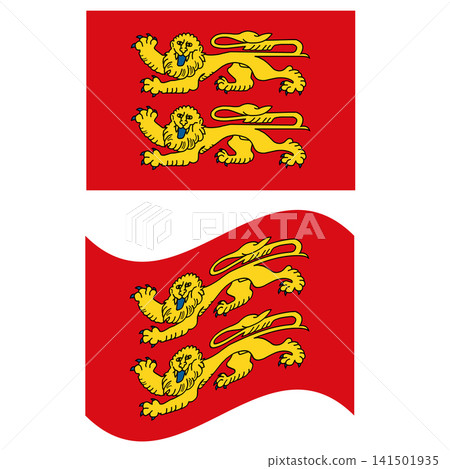 Waving flag of Normandy. Normandy flag on white background. Normandy Flag. flat style. Waving flag of Normandy. Normandy flag on white background. Normandy Flag. flat style. 141501935