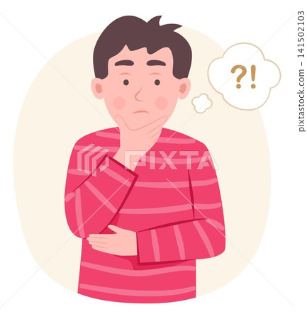 Cute Elementary Student Boy Crossed His Arms and Thinking the Question and Hesitate for Contemplation Concept Illustration Clip Art Cute Elementary Student Boy Crossed His Arms and Thinking the Question and Hesitate for Contemplation Concept Illustration Clip Art 141502103
