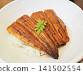 Close-up of grilled eel rice bowl 141502554