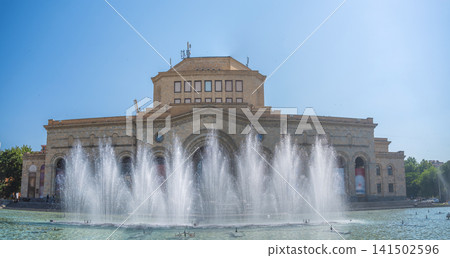 National Gallery building in Yerevan with fountains and copy space National Gallery building in Yerevan with fountains and copy space 141502596