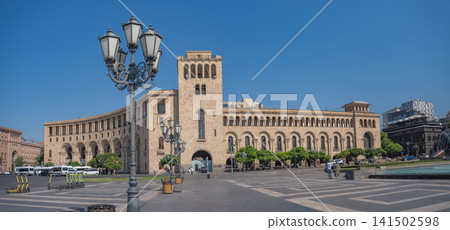 Government House in Yerevan with street lantern on Republic Square with copy space Government House in Yerevan with street lantern on Republic Square with copy space 141502598