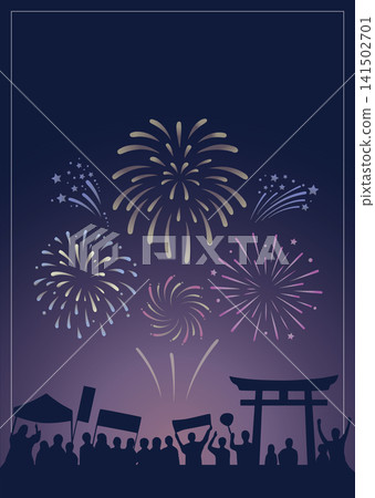 Fireworks display poster text space (crowd silhouette) Fireworks display poster text space (crowd silhouette) 141502701