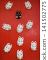 White fox on a red background 141502775