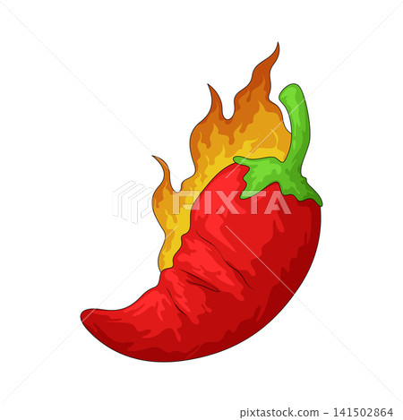 Illustration of Chili Pepper With Fire Illustration of Chili Pepper With Fire 141502864