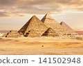 Majestic Great Pyramids of Giza at sunset, Cairo, Egypt 141502948