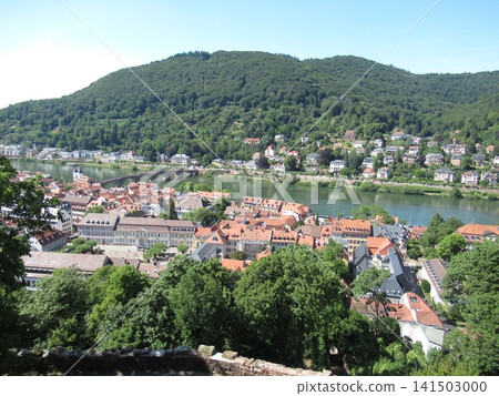 A landscape of greenery stretches across the Neckar River from Heidelberg's old town. A landscape of greenery stretches across the Neckar River from Heidelberg's old town. 141503000