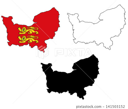 Map Normandy. Normandy Map Outline. Normandy vector map with the flag inside. flat style. 141503152